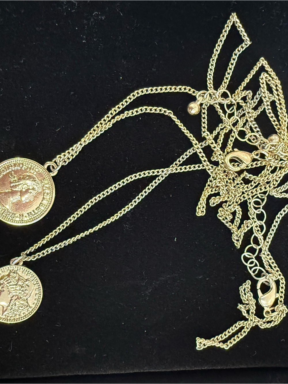 H&M Gold Double Coin Pendant Layered Necklace